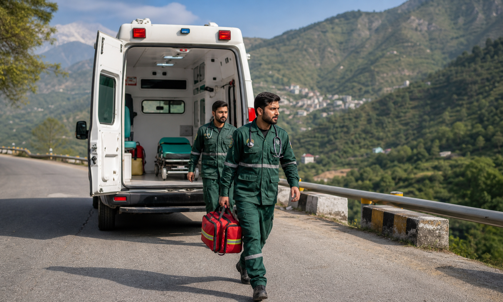 Emergency road ambulance responding in the Hazara region
